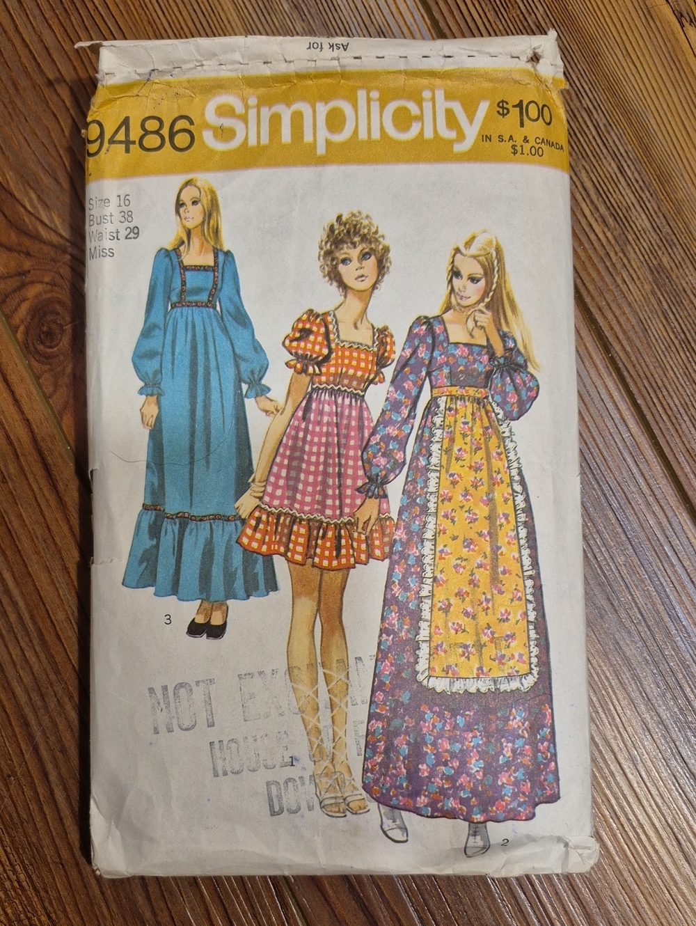 Vintage Simplicity #9486 Prairie Dress Pattern - Sz. 16 / Cut